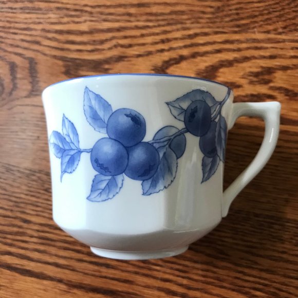 Tiffany & Co Nature Teacup Saucer Set White Blue Blueberry China RARE - Picture 9 of 10